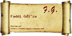 Faddi Géza névjegykártya